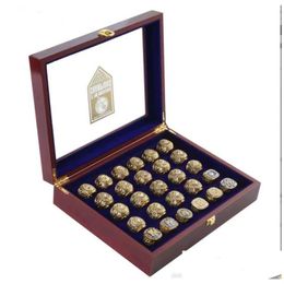 27Pcs Ny World Series Baseball Champions Championship Ring Set With Wooden Display Box Men Fan Brithday Gift Wholesale Drop Delivery Dh1Gw