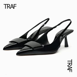 Dress Shoes TRAF Woman Pumps High-heeled Female Modern Office Shoes Heels for Women Black Wedding Slingback Pointed toe High heels 231110