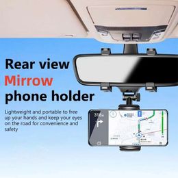 New Car Phone Holder Rearview Mirror Mount Car Phone Bracket Navigation GPS Stand Foldable Adjustment Holder Car Cell Phone Support