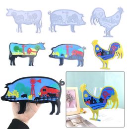 Moulds DIY Accessories Silicone Moulds Cock Rooster Pig Cow Making Handmade Farm Animals Home Decorations Craft Tools 231110