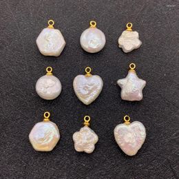 Charms White Baroque Natural Freshwater Pearls Pendant Irregular Heart Shape Connector For DIY Jewellery Making Necklace Earrings