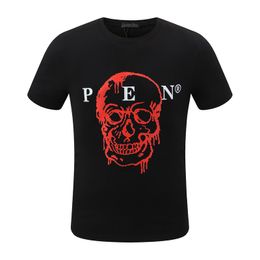 NEW PP Fashion Men's T-Shirts Designer slim fit T-shirt Summer rhinestone printing Short Sleeve Round Neck shirt tee Skulls Print Tops Streetwear collar Polos P26