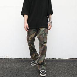 Men s Pants Streetwear Mens Hip Hop Camouflage Flare Fashionable Camo Cargo Male Slim Fit Trouser All match 220410
