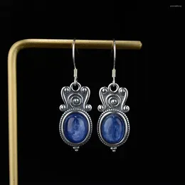 Dangle Earrings Natural 8x10MM Oval Kyanite Drop For Women 925 Sterling Silver Earring Vintage Style Party Gift Ear Jewellery