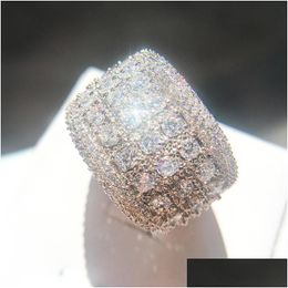 With Side Stones Mens Sier Diamond Ring High Quality Fashion Engagement Rings For Women Drop Delivery Jewelry Dhgarden Otiqs