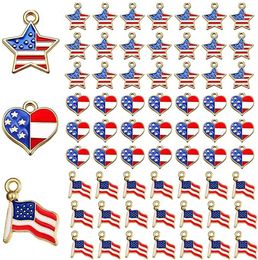 Dangle Chandelier 10 Pieces American Flag Charms Pendant for July 4Th Independence Day Bracelet Necklace DIY Jewellery Making Patriotic Ornaments Z0411