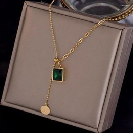 Pendant Necklaces Fashion Green Crystal Necklace For Women Choker Geometric Bird Butterfly Chain Wedding Party Jewelry Girl Korean Gifts