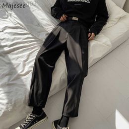 Men's Pants Black Ankle-length Casual Pants Mens Clothing Solid All-match Fashion Harajuku Streetwear Loose Chic Straight Mid-waist Daily W0411