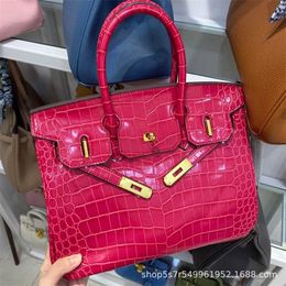 Platinum Designer Tote Bag Crocodile Stone Cowhide Real Commuter Large Capacity One Shoulder Crossbody Factory Hand Rubbing Gradual Change