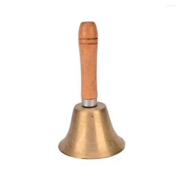 Christmas Decorations Solid Brass Wooden Handle School Reception Dinner Wood Shop El Hand Bell Toy 1pcs