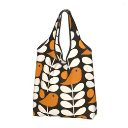 Shopping Bags Custom Multistem Birds Black White Orange Portable Large Capacity Groceries Orla Kiely Scandi Tote Shopper