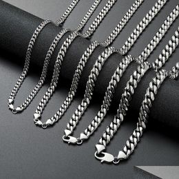 Chains Stainless Steel Cuban Link Chain Necklace Sier Mens Necklaces Hip Hop Jewellery 6/8/10/12Mm Drop Delivery Pendants Dhgarden Otc53