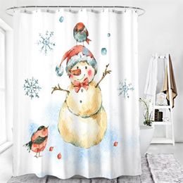 Shower Curtains Cute Cartoon Print Curtain Waterproof Hook Bathroom Polyester Home Decor Christmas Pattern Gift275t