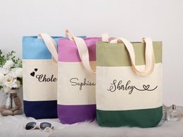 Gift Wrap Personalized Tote Bag Bridesmaid Cotton Canvas Eco Girl Custom Name Or Pattern Aesthetic Beach Bachelorette Cute