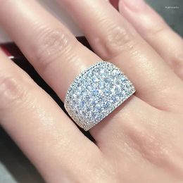 Wedding Rings Huitan Gorgeous Women Full With Sparkling Cubic Zirconia Engagement Party Fashion Accessories Luxury Lady Jewellery
