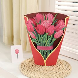 Greeting Cards Creative Flower Bouquet 3D Pop Up for Birthday Mothers Father's Day Graduation Wedding Anniversary Blessing Gift 230411