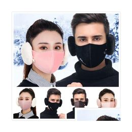 Adt 2 In 1 Winter Warm Mask Face Removable Er Earmuff Windproof Protective Thick Mouth Masks Mouth-Muffle Earflap Drop Delivery Dhup1