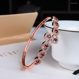 Bangle Women's Color Treasure Bracelet Rose Gold Copper Inlaid Wine Red Garnet