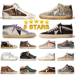 New Release Mid Slide Star HighTop Sneakers from Italys Best Brands Fashionable Pink Gold Glitter with Classic White Do-Old Dirty Designer shoes 36-46