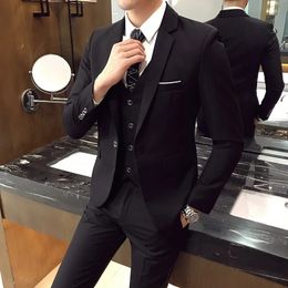 Mens Suits Blazers Business Casual 3 Piece Set Coat Vest Pants Wedding Banquet Work Blazer Jacket Trousers S4XL 231110