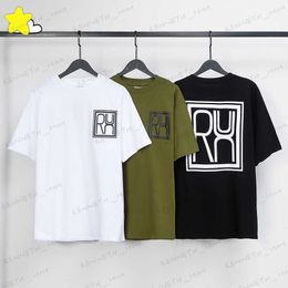 Men's T-Shirts Line Square Black White Green Rhude T-Shirt Men Women High Quality Oversized RHUDE Short Sleeve Tee T230412