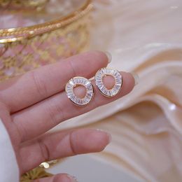 Stud Earrings Huitan Fashion O Shaped With Bling CZ Luxury Ear Accessories Women For Party Versatile Statement Jewellery