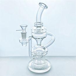 10 inch Glass Bong Funnel Recycler Dab Ring Tornado Lamp 14mm Connector Size