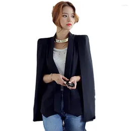 Women's Suits Cloak Shawl Collar Split Sleeve Blazer Cape Female Black White Short Style Suit Jacket Coat Clothing