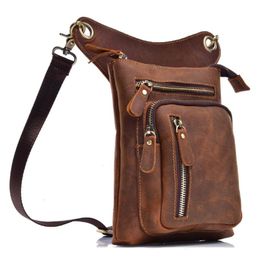 Waist Bags Men Cow Leather Thigh Drop Leg Bag Military Motorcycle Hip Belt Fanny Pack Genuine Messenger