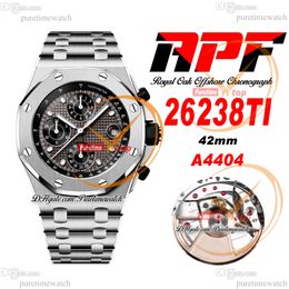 APF 42mm 26238ST A4404 Automatic Chronograph Mens Watch Grey Black Textured Dial Stick Stainless Stee Bracelet Exclusive Technology Super Edition Puretime D4