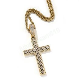 Hip Hop Cross Pendant Necklace Bling Religious Jewelry Full Cubic Zirconia Men Women Gift