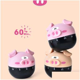 Timers Cartoon Pig Shaped Kitchen Timer Home Alarm Clock Countdown Piglet Hinery Electronic For Cooking Baking Frying Drop Delivery Dhtye