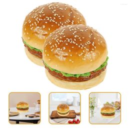 Party Decoration 2pcs Realistic Simulation Burger Model PU Baking Pography Prop