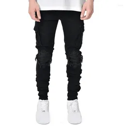 Men's Jeans Spring Denim Pants With Holes Trend Black Slim Fit Leggings Fashion Hip Hop Style Personalised Clothing For Man