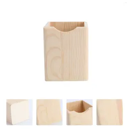 Storage Bottles Holder Pen Wooden Container Wood Organiser Desk Cup Brush Pot Makeup Box Desktop Office Diy Organise Decorative Stand