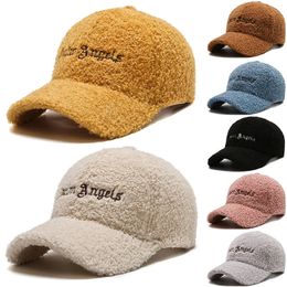 Ball Caps Winter Lamb Fur Hat Baseball Cap Letter Embroidery Women Sun Lady Girls Outdoor Warm Plush adjustable Trucker Dad 231110