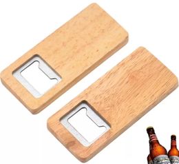 Wholesale Wooden Bottle Opener Stainless Steel With Square Wood Handle Openers Bar Kitchen Accessories