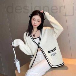 Women's Sweaters designer explosive luxury fashion high version of small fragrant wind early autumn coarse needle jacquard black and white thread knit 6T84