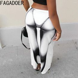 Skirts FAGADOER Fashion 3D Human Body Printing Skinny Women High Waisted Slim Streetwear Sexy Female Matching OL Clothing 2023