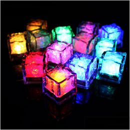 Candles 12 Pieces Flameless Led Submersible Light Candle Colour Changing Glow Ice Cube For Party Drop Delivery Home Garden Dhakd