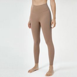 2023 Aloss Yoga leggins pink Outfits Leggings Double Sided Brushed Seamless Nude High Waist Nylon Fitness Pants