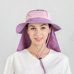 Wide Brim Hats Summer Women Men Outdoors Caps UV Proof Large Bucket Fisherman Hat With Long Cape Sunhat
