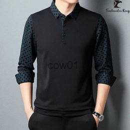 Men's T-Shirts New Fashion Men's Casual Long Sleeve Polo Shirt Man Cheque Button Collar T Shirt J231111