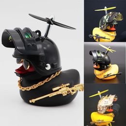 New Motor Accessories Yellow Duck with Helmet for Bike Without Lights Auto Car Accessories Duck In The Car Interior Decoration