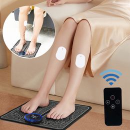 Foot Massager EMS Foot Massager Mat Tens Pluse Electric Foot Cushion Blood Circulation Acupunctur Electrode Pads Health Care Pain Relief Tools 230411