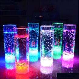 Cups Saucers 400Ml Led Wine Cup Bar Colorf Luminous Plastic Juice Drink Cool Ktv Party Water Beer Flash Drop Delivery Home Garden Dh3J0