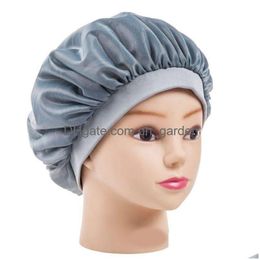 Beanie/Skull Caps Beanie/Skl Caps Solid Colour Elastic Rubber Band Nightcap Clean Home Hat Air Conditioning Hats Women Lady L Dhgarden Dhfmh