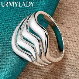 Band Rings URMYLADY 925 Sterling Silver Wavy Smooth 6-10# Ring For Women Wedding Engagement Fashion Charm Jewelry P230411