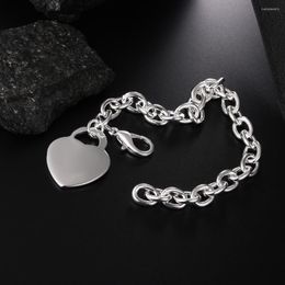 Link Bracelets Fine 925 Colour Silver Charm Heart Card Chain For Women Wedding Party Classic Lady Holiday Gifts Fashion Jewellery