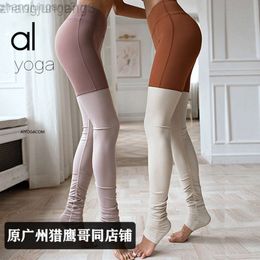 Desginer Aloo Yoga Originpants with the same style double combination step on the feet goddess pants nude tight matte fitness pants hip lifting high waisted women